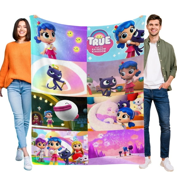 True and the Rainbow Kingdom Blanket for Boys Girls Lightweight Kids Throw Blanket Cute Soft Blankets Flannel Plush Blankets Gifts 40x50in