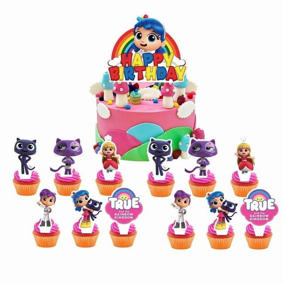 True and the Rainbow Kingdom Cake Topper CupcakeS Set Birthday Party Supplies Decoration Decor Kit