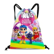 True and the Rainbow Kingdom-theme Drawstring Backpack Sports Gym Bag Water Resistant String Bag Cinch Bag 12X16 30X40cm