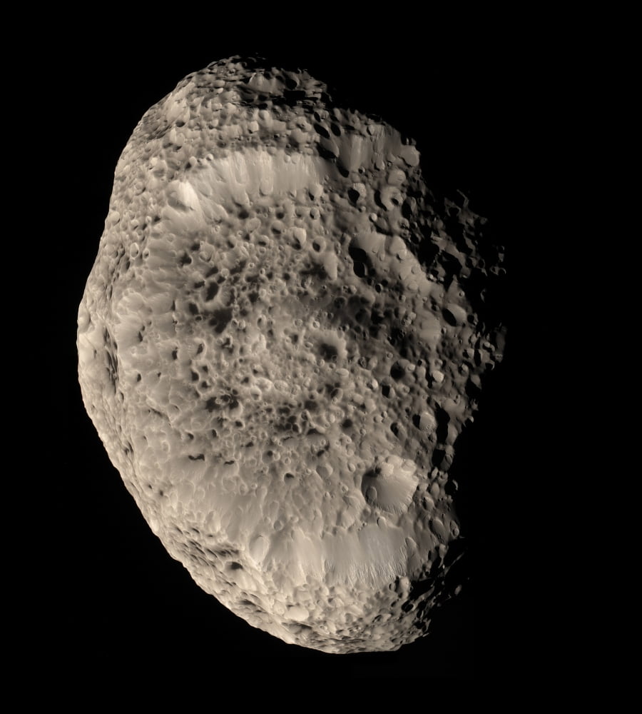 True color mosaic of Saturns moon Hyperion Canvas Art - Stocktrek Images (26 x 29)