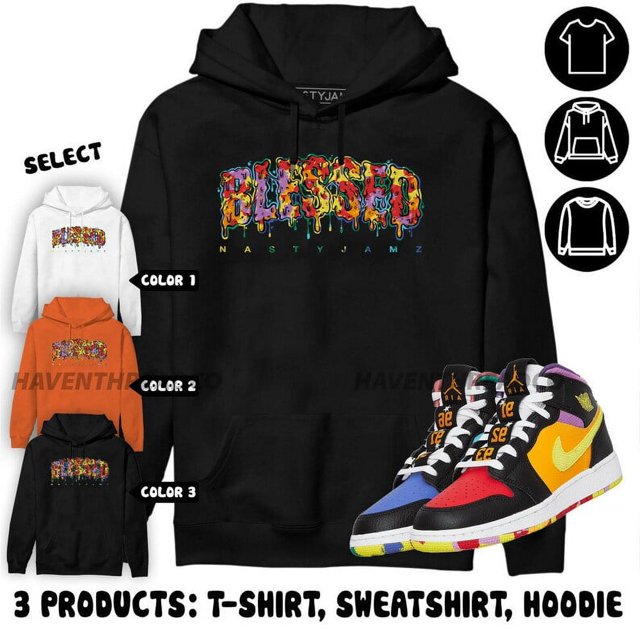 True to size, Jordan 1 Mid GS Six Championships Hoodie Blessed Text, In