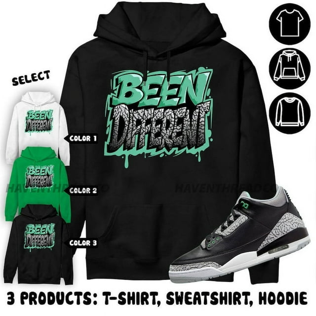 True to size, Jordan 3 Green Glow Hoodie Different, In Irish