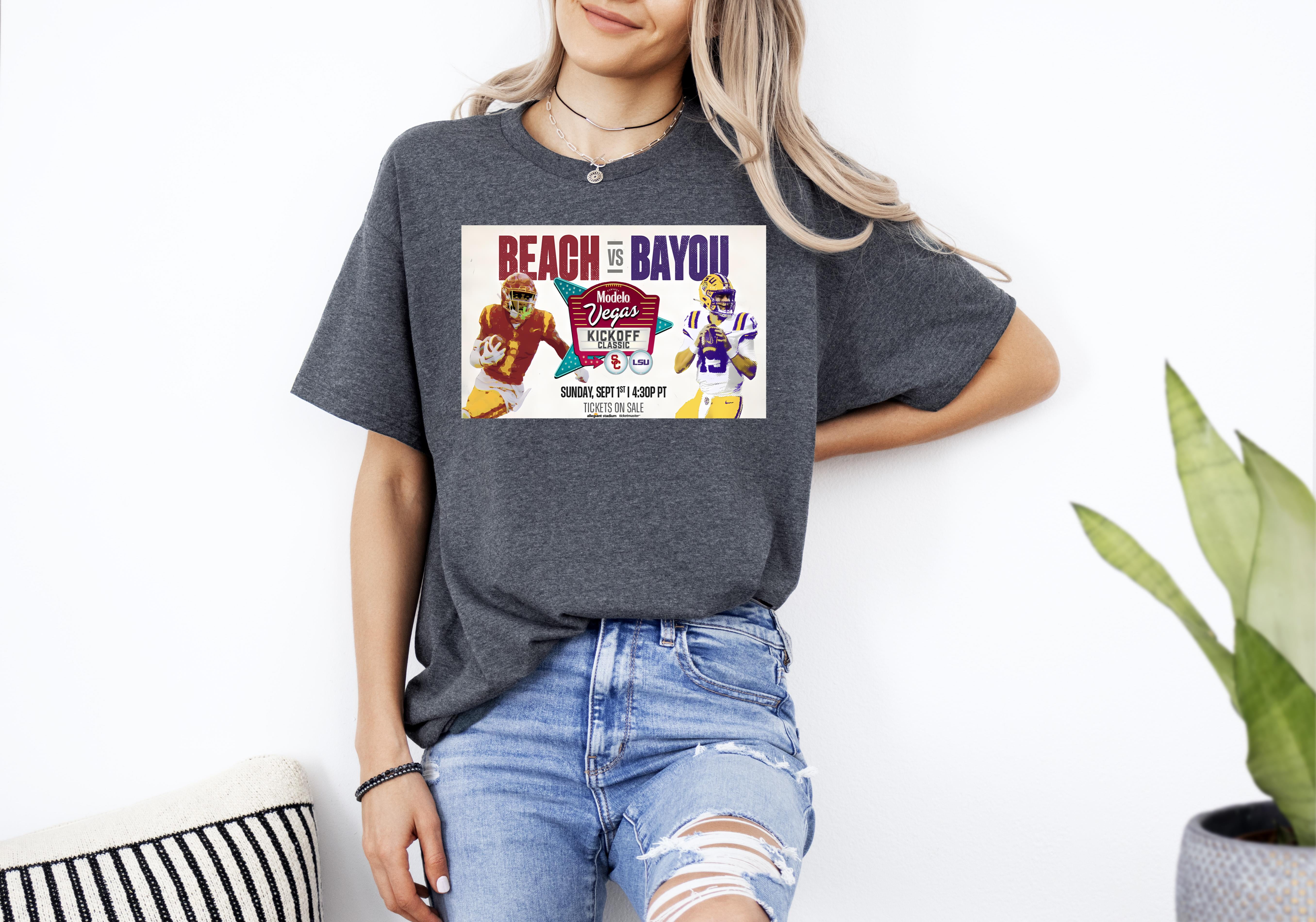 True to size, Vegas Kickoff Classic Lsu Vs Usc September 1 2024 Poster Shirt Up To 4XL