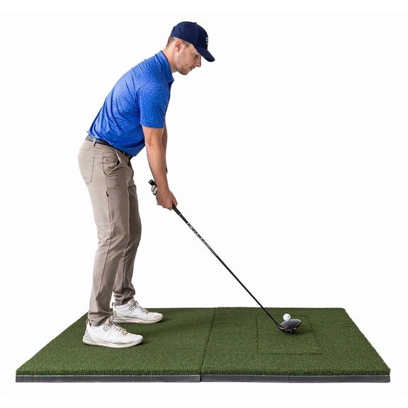 TrueBirdie Beaver Tail Pro Golf Simulator Mat, 4 x 5.3 ft, Two-Piece