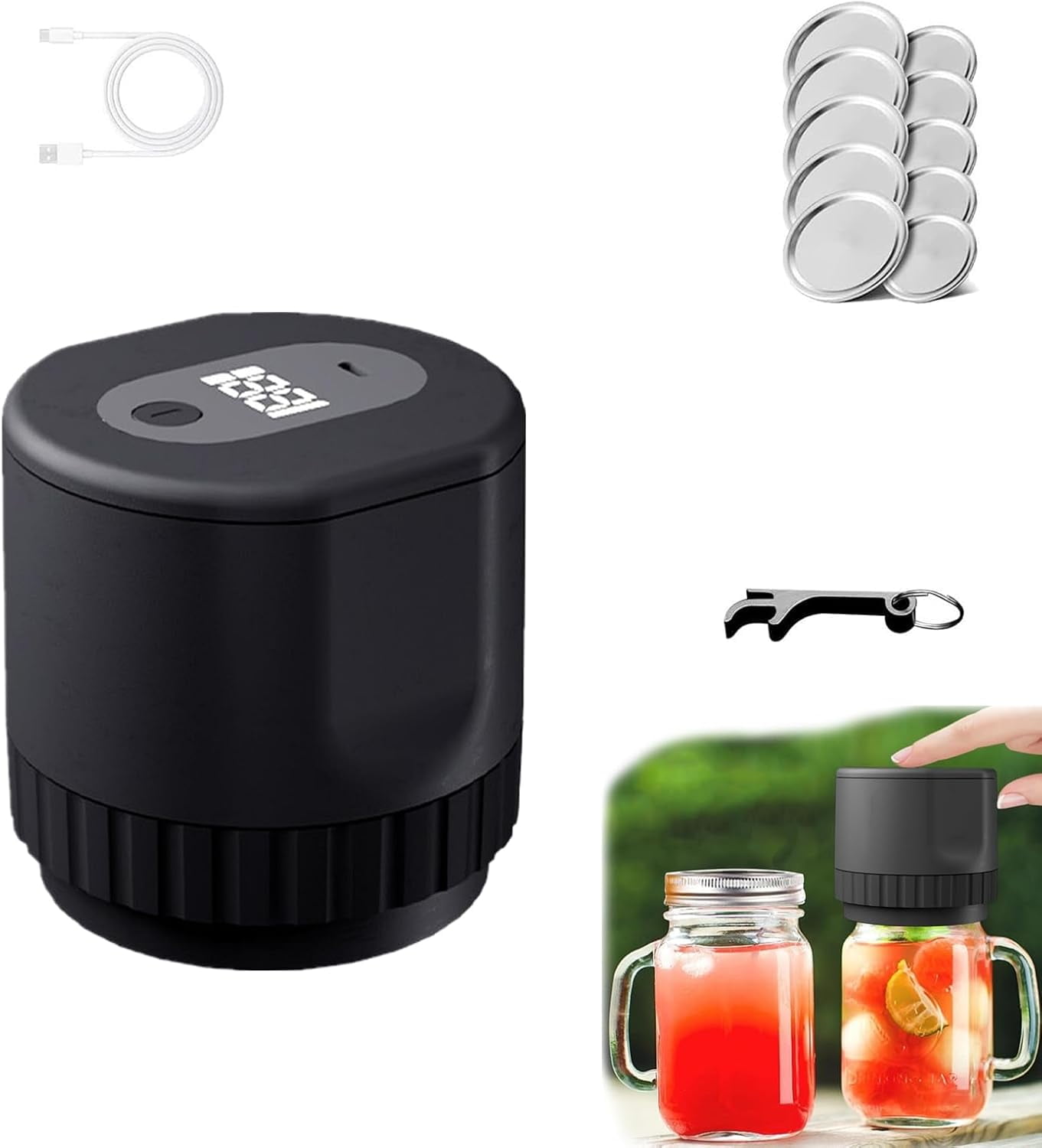 TrueBright Mason Jar Vacuum Sealer, True Bright Mason Jar Sealer, Electric Mason Jar Vacuum Sealer Kit, Sealer Kit for Wide Mouth and Regular Mouth Jars, Vacuum Sealing Machine (1pc)