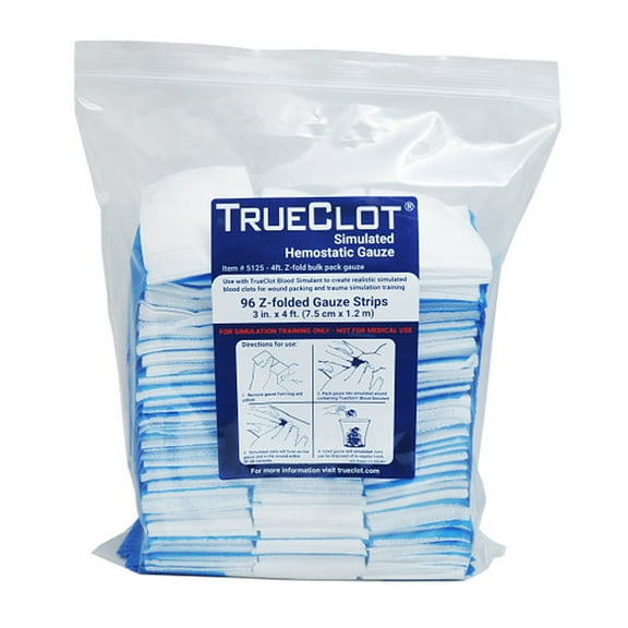 TrueClot Simulated Hemostatic Gauze, 96 Strips