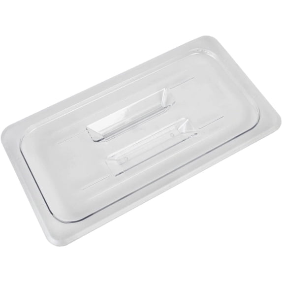 TrueCraftware- 1/3 Size Solid Polycarbonate Handled Food Pan Lid Clear Color- Food Storage Container Cover Restaurant Commercial Hotel Pans Cover for Food Prep Fruits Vegetables Beans Corns