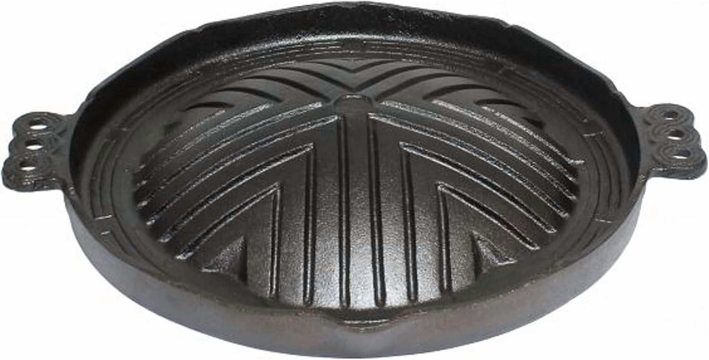 TrueCraftware- 10-1/4" Round Cast Iron Stovetop Barbecue Plate Grill/Griddle 26 CM - with Easy Grip Handles Griddle Pan for Stove Top Gas Range Grilling Pan Gets Better with Each Use