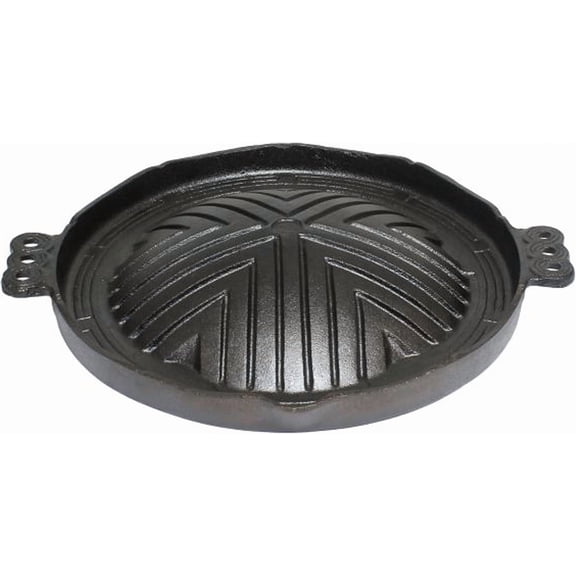 TrueCraftware- 10-1/4" Round Cast Iron Stovetop Barbecue Plate Grill/Griddle 26 CM - with Easy Grip Handles Griddle Pan for Stove Top Gas Range Grilling Pan Gets Better with Each Use