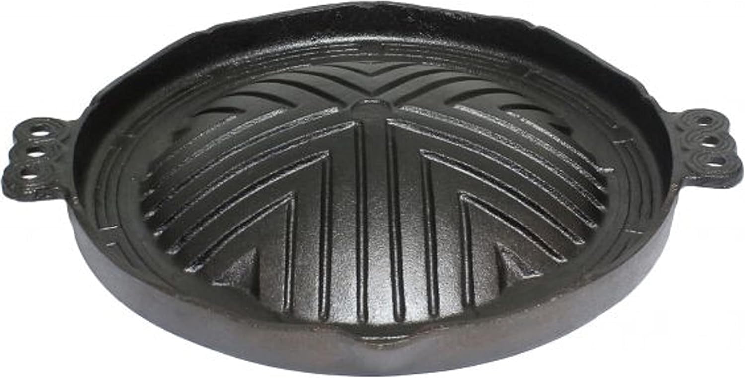 TrueCraftware- 11-1/2" Round Cast Iron Stovetop Barbecue Plate Grill/Griddle 29 CM- with Easy Grip Handles Griddle Pan for Stove Top Gas Range Grilling Pan Gets Better with Each Use