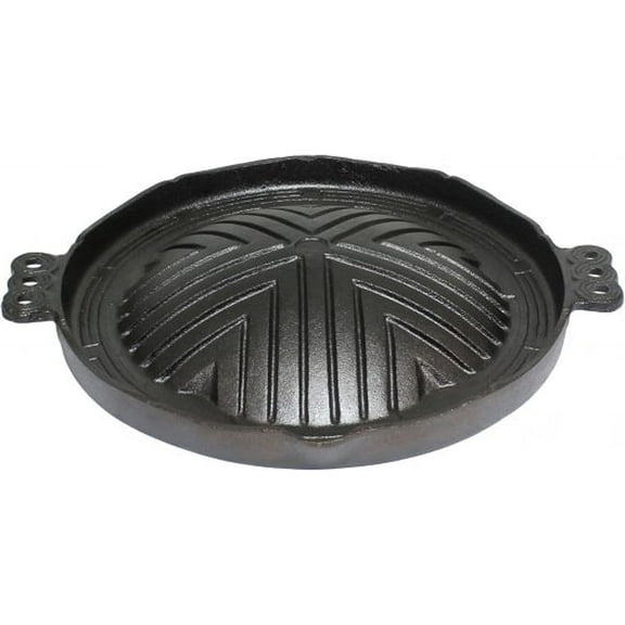 TrueCraftware- 11-1/2" Round Cast Iron Stovetop Barbecue Plate Grill/Griddle 29 CM- with Easy Grip Handles Griddle Pan for Stove Top Gas Range Grilling Pan Gets Better with Each Use