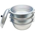 thumbnail image 1 of TrueCraftware- 11 3/8" x 12 1/2" Aluminum 3 Tier Steamer Set 1/8” hole size- Steamer Steaming Pot Multipurpose Steaming Pot Cookware for Vegetable Seafood Stock Sauce Food Soups Stews and Pas, 1 of 5