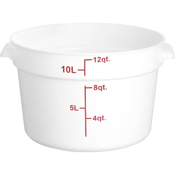 TrueCraftware- 12 Qt. Round Food Storage Container White Polypropylene- Space Saving Food Storage Container Meal Prep Pantry Storage Container Reusable for Kitchen Organization Dishwasher Safe