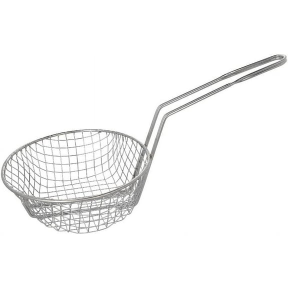 TrueCraftware - 12- inch Round Coarse Mesh Culinary Basket, Nickel Plated