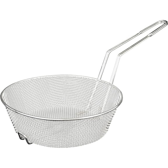 TrueCraftware - 12- inch Round Fine Mesh Culinary Basket, Nickel Plated