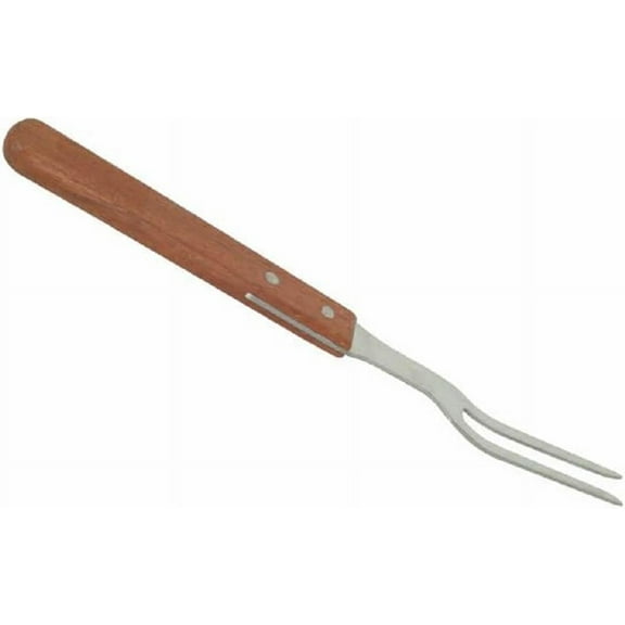 TrueCraftware- 13" Square Pot Fork 2-Prong Stainless Steel with Long Wooden Riveted Handle- Stainless Steel Kitchen Meat Fork Serving Grill BBQ Chef Turning Barbecue