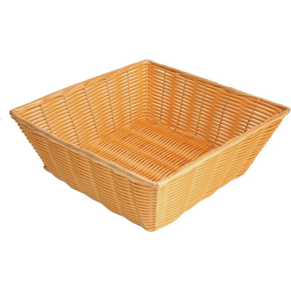 TrueCraftware-13" x 13" x 4-1/2" Square Hand-Woven Basket Natural Color- Restaurant Woven Food Serving Basket for Fruit Bread Serving Basket Decorative Basket Perfect for Cafe Home and Restaurants