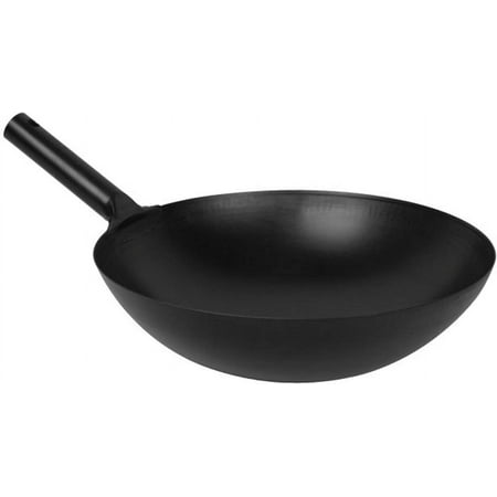 TrueCraftware– 16” Commercial Grade Japanese Wok Steel Pan- Traditional Japanese Cookware Wok Stir Fry Pans Traditional Woks Grilling Frying Steaming For Authentic Asian Food