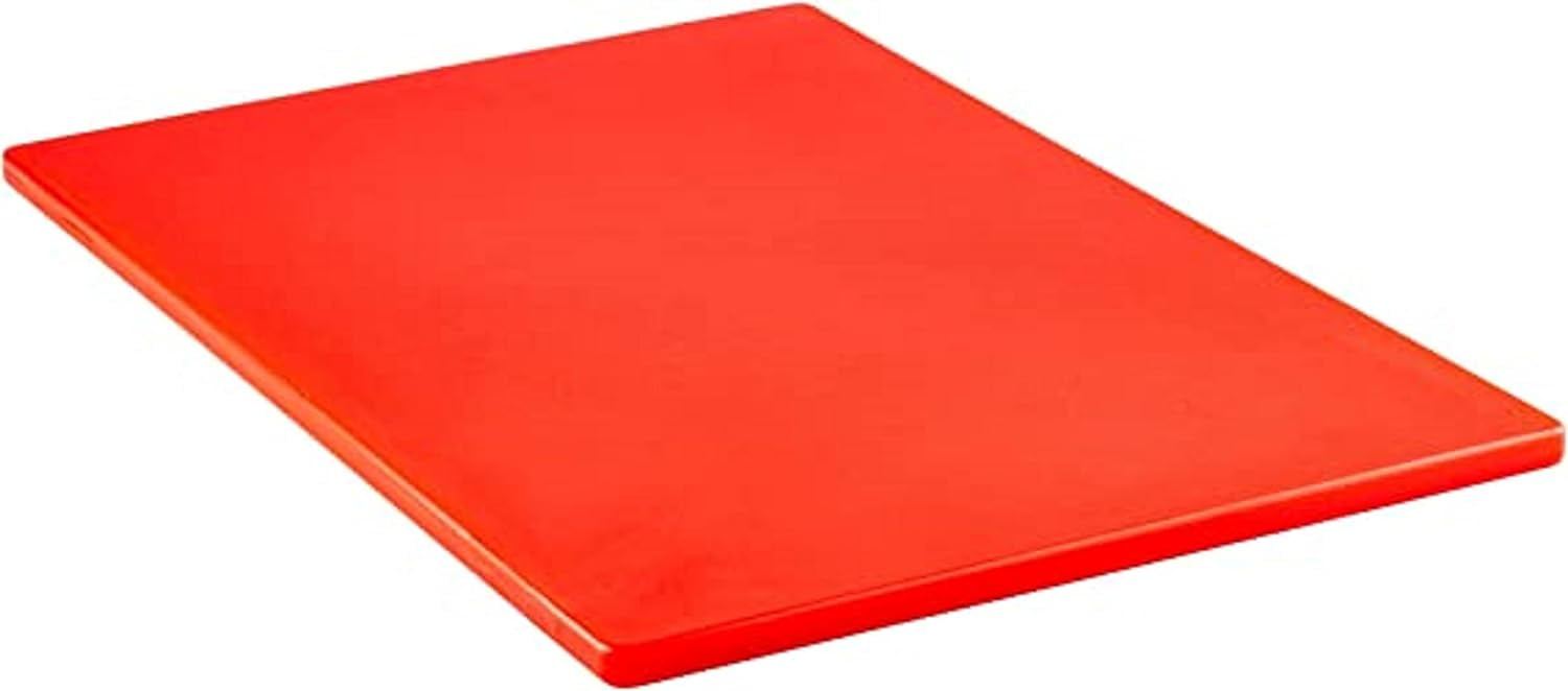 TrueCraftware- 18" X 12" X 1/2” Plastic Cutting Board for Kitchen Red Color- Plastic Commercial Chopping Board Anti Slip Surface Chopping Food Cutting Mat for Meat Vegetables