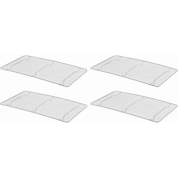 TrueCraftware- 18"x 10" Full Size Rectangular Wire Pan Grate Chrome-Plated Set of 4 -Fits Full Size Sheet Pans Cookie Pans Cooling Rack Baking Sheet Grate Cake Rack for Pies Cookies Pastries Cakes