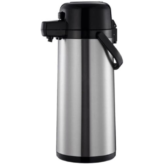 TrueCraftware-2.2 Liter/ 74 oz Push Button Coffee Airpot Stainless Steel Body Glass Lined - Hot Beverage Coffee Chocolate Juice Tea Drinks Dispenser Ideal for Large Crowds for Any Occasion