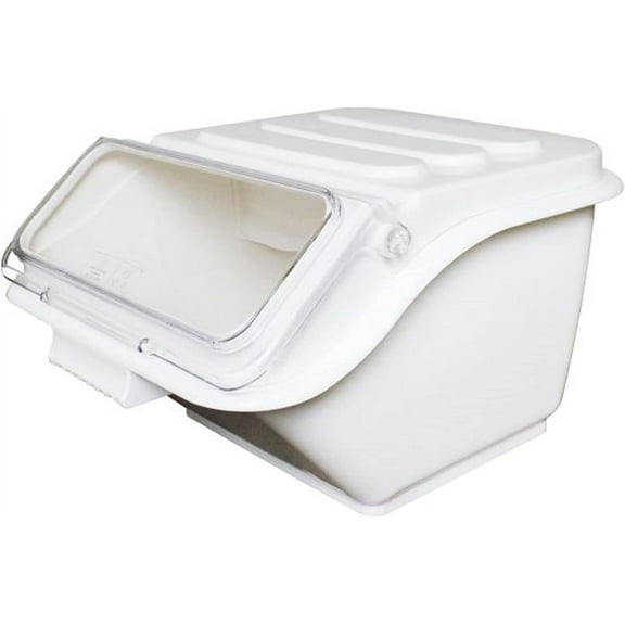 TrueCraftware- 2 Gallon (40 Cups) White Shelf Ingredient Bin with Clear Flip Top Lid & Measuring Scoop- Stackable Plastic Kitchen Pantry Organization Dry Food Flour Sugar for Kitchen Restaurant