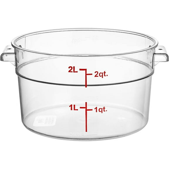 TrueCraftware- 2 Qt. Clear Polycarbonate Round Food Storage Container- Space Saving Food Storage Container Meal Prep Pantry Storage Containers Reusable for Kitchen Organization Dishwasher Safe