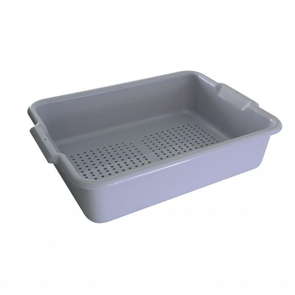 TrueCraftware- 20-1/2" x 15-1/2" x 5" Utility Kitchen Perforated Bus Box/Tub/Bin with Handles Gray Color- Heavy Duty Plastic Restaurant Tub/Dish Washing Box Wash Basin Tub for Home Restaurants