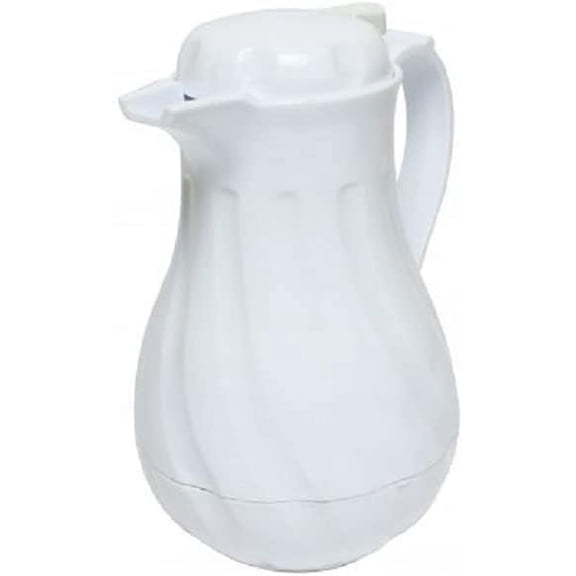 TrueCraftware-20 oz/ 0.6L Swirl Double Wall Insulated Beverage Server White Color- Thermal Coffee Carafe/Server Plastic Built-in Front ID Tag (3 included) NSF Certified Hot Beverage Dispenser