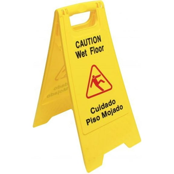 TrueCraftware- 24" x 12" Caution Wet Floor Sign Yellow Color- Double-Sided Safety Warning Signs for Commercial Use A Frame 24 Inches Height Bilingual Warning Sign