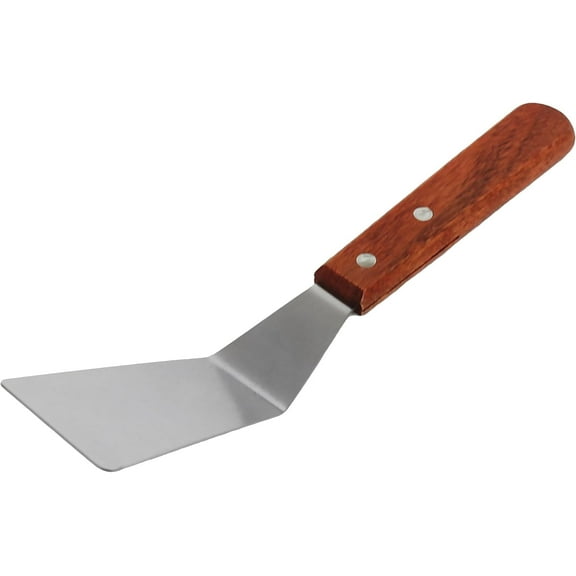 TrueCraftware- 3" x 5" Square Pizza Server Stainless Steel with Wooden Handle- Griddle Scraper Pancake Flipper Hamburger Turner for Outdoor Barbecue Turners Tools Food Service Restaurants