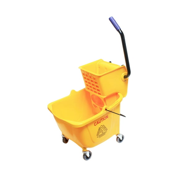 TrueCraftware- 36 qt. Yellow Mop Bucket & Side Press Wringer Set- Pail/Mop Bucket with Mop Strainer/Wringer Combo Household Portable Mop Bucket Ideal for Household and Public Places Floor