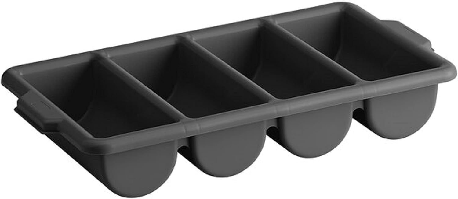 TrueCraftware- 4 Compartments Silverware Organizer Cutlery Tray Black Color 22-1/2" x 13" x 4"- Plastic Utensils Drawer Holder Cutlery Holder for Kitchen Home and Restaurant Organization