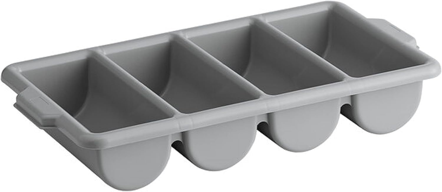 TrueCraftware- 4 Compartments Silverware Organizer Cutlery Tray Gray Color 22-1/2" x 13" x 4"- Plastic Utensils Drawer Holder Cutlery Holder for Kitchen Home and Restaurant Organization