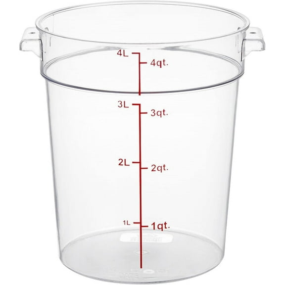 TrueCraftware- 4 Qt. Clear Polycarbonate Round Food Storage Container- Space Saving Food Storage Container Meal Prep Pantry Storage Containers Reusable for Kitchen Organization Dishwasher Safe