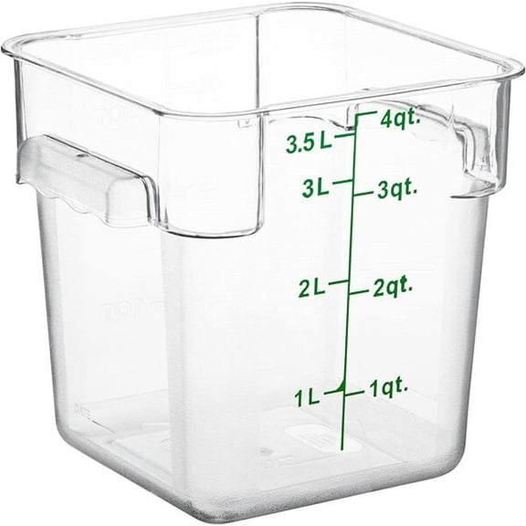 TrueCraftware- 4 Qt. Polycarbonate Square Food Storage Container Clear- Space Saving Food Storage Container Meal Prep Pantry Storage Container Reusable for Kitchen Organization Dishwasher Safe