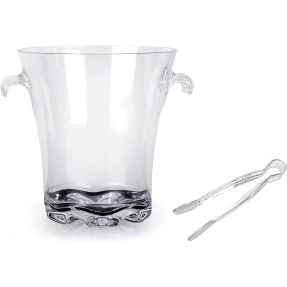 TrueCraftware- 4 qt Ice Bucket with 6" Tong for Bottle Service Polycarbonate Clear Color- Beverage Tub Champagne Wine Beverage Cooler Wine Cooler Beer Chiller Ideal Party Tubs for Indoor Outdoor Bars