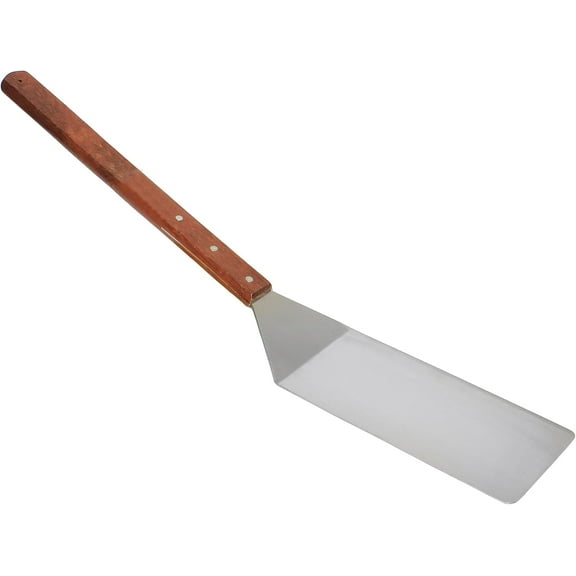 TrueCraftware- 4" x 8" x 20" Square Pizza Server Stainless Steel with Wooden Handle- Griddle Scraper Pancake Flipper Hamburger Turner for Outdoor Barbecue Turners Tools Food Service Restaurants