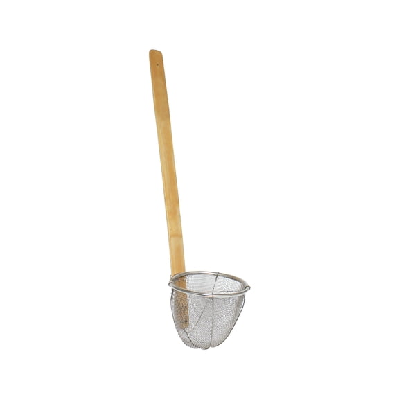 TrueCraftware- 5-1/2" Stainless Steel Noodle Skimmer with Flat Wooden Handle- Noodle Blanching Basket Spider Strainer Mesh Cooking Pasta Strainer Basket for Pasta Noodles Dumpling Vegetables