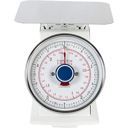 TrueCraftware- 5 lb. Mechanical Kitchen Flat Platform Weighing Food Scale- Heavy Duty Portion Control Mechanical Kitchen and Food Scale Industrial Dial Scale for Kitchens and Restaurants
