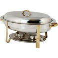 thumbnail image 1 of TrueCraftware- 6 Qt. Half Size Stainless Steel Gold Accented Oval Chafing Dish Complete Set- Food Warmer Chafers and Buffet Warmer Sets for Catering Event Party Holiday Buffet Weddings Catering, 1 of 7