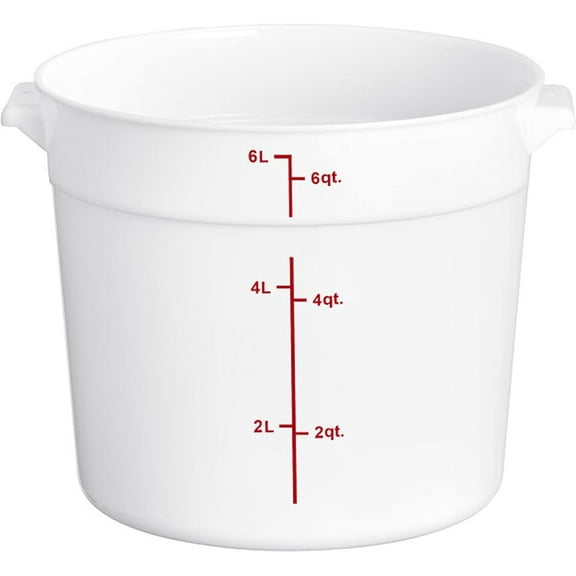 TrueCraftware- 6 Qt. Round Food Storage Container White Polypropylene- Space Saving Food Storage Container Meal Prep Pantry Storage Container Reusable for Kitchen Organization Dishwasher Safe
