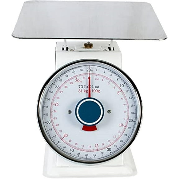 TrueCraftware- 70 lb. Mechanical Kitchen Flat Platform Weighing Food Scale- Heavy Duty Portion Control Mechanical Kitchen and Food Scale Industrial Dial Scale for Kitchens and Restaurants
