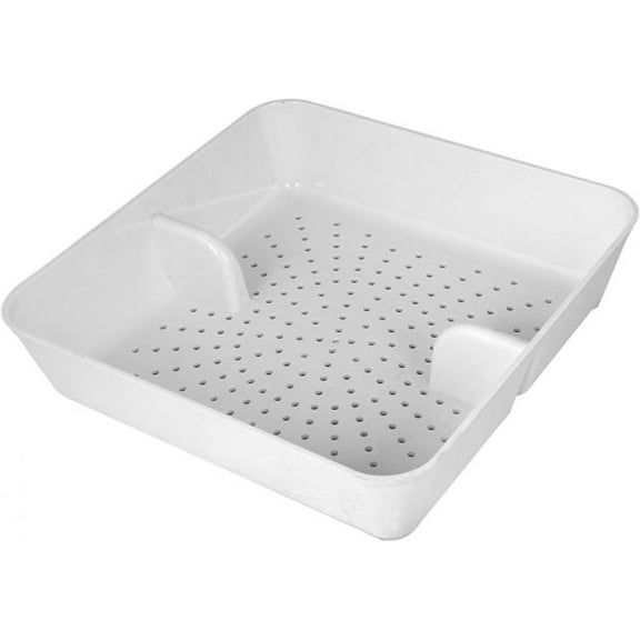 TrueCraftware 8.5-inch White Floor Drain Strainer 1/8-inch Holes- Square Sink Drain Basket for Restaurants Home and More