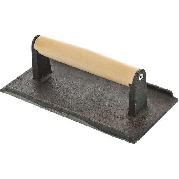TrueCraftware 8" Cast Iron Steak Weight - Grill Press with Wooden Handle