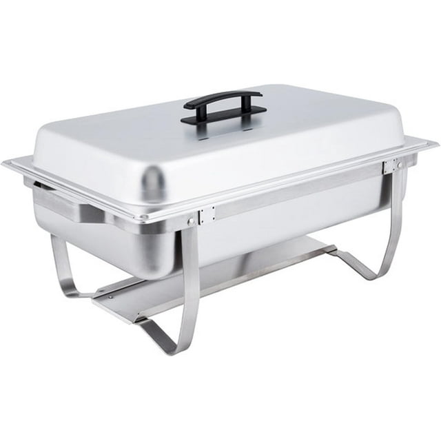 TrueCraftware- 8 Qt. Full Size Stainless Steel Folding Stand Chafing Dish Complete Set- Food Warmer Chafers and Buffet Warmer Sets for Catering Event Party Holiday Buffet Weddings Catering Events