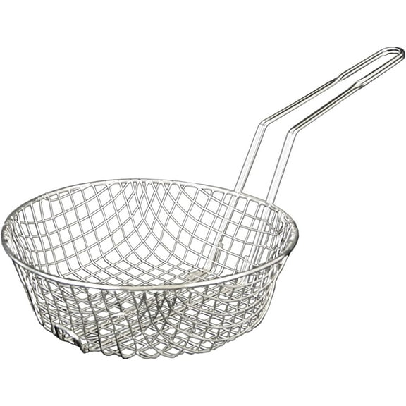 TrueCraftware - 8- inch Round Coarse Mesh Culinary Basket, Nickel Plated