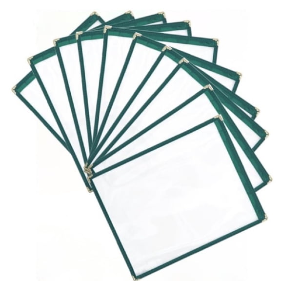 TrueCraftware-Set of 10 Green 8-1/2 x 11 Single Restaurant Menu Covers 1 Page 2 View Crystal Clear Vinyl Menu Covers Fits A4 Size Paper Menu Folder Menu Book Holders for Bar Cafe Restaurant Book