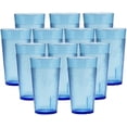 thumbnail image 1 of TrueCraftware- Set of 12 Belize 12 oz. Tumbler/Drinking Cups Blue Polycarbonate-Premium Iced Tea Glasses Stackable Reusable Dishwasher Safe Break-Resistant for Home and Restaurants, 1 of 6