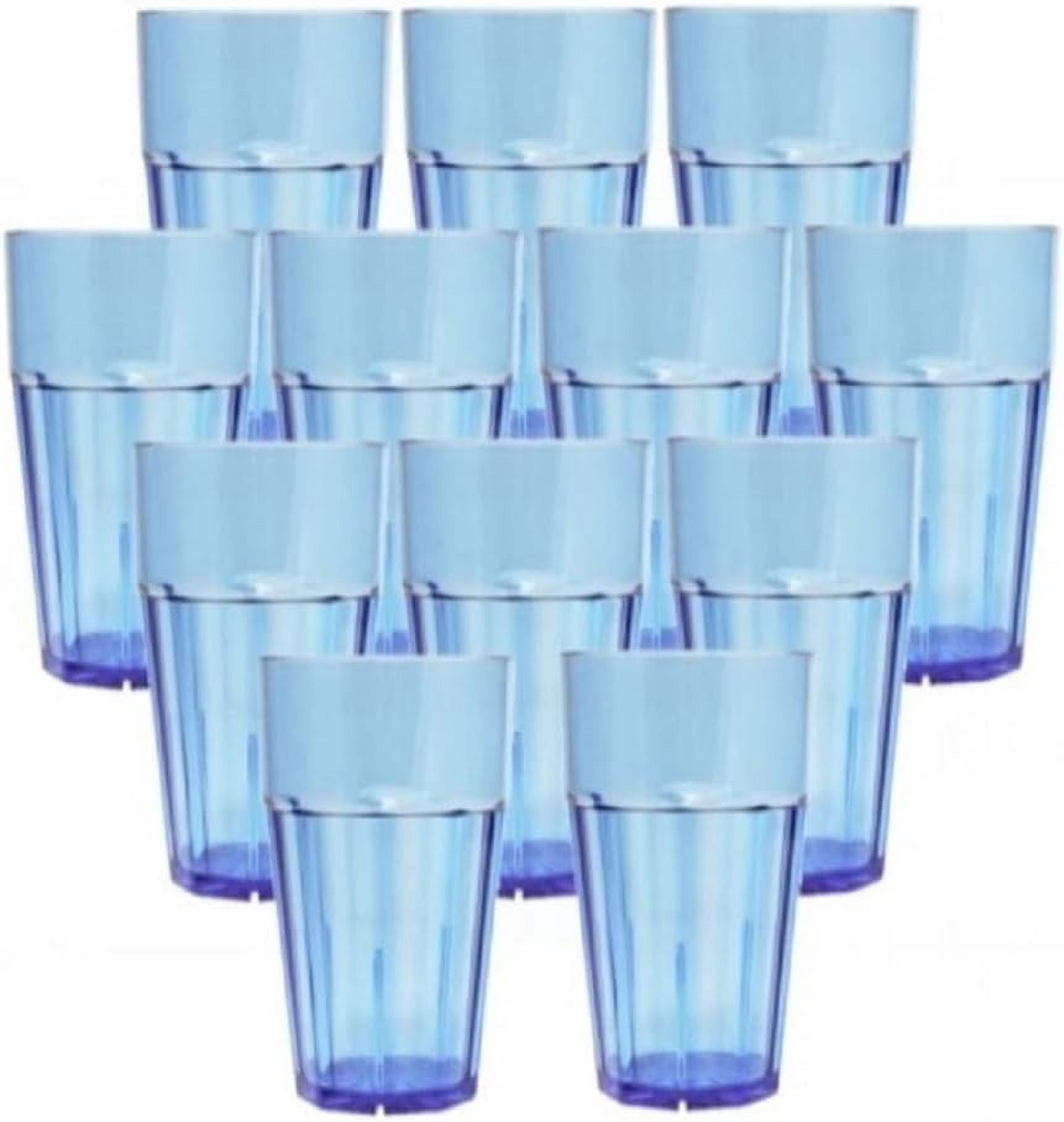 Acrylic Tall Cups LeadingWare Diamond Cut Blue Acrylic Cups - 19 Oz Tall  Hi-Ball Glasses, Set Of 4, Break Resistant Acrylic Diamond Cut Cups